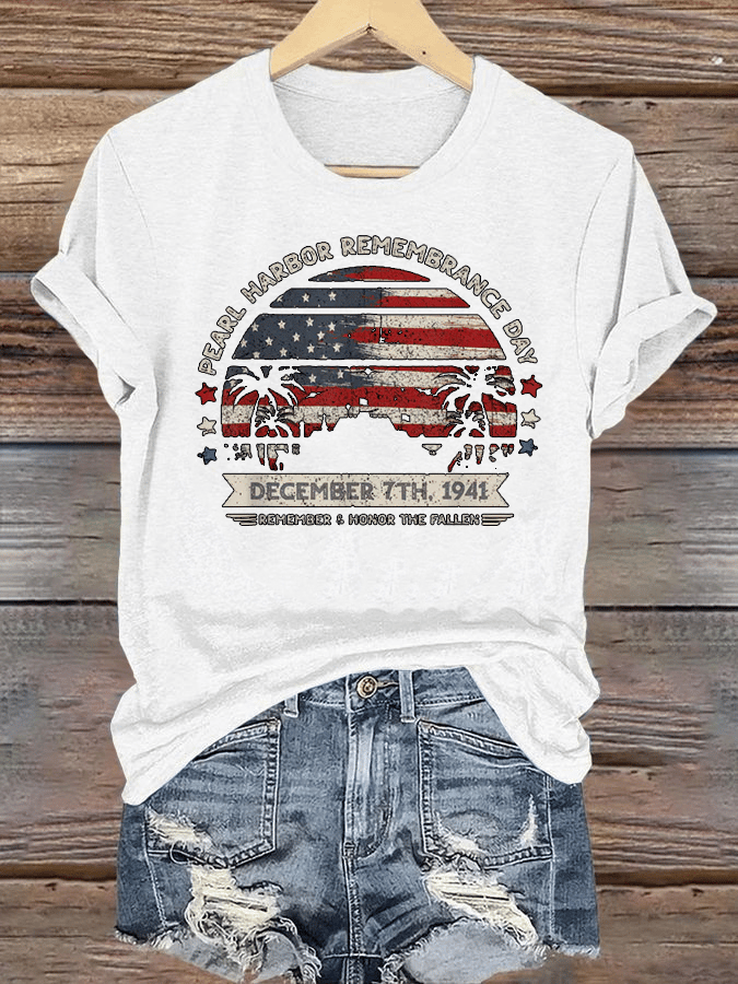 🔥Buy 3 Get 15% Off Women's  Pearl Harbor Memorial Day Hawaii USA Flag Day of Infamy   T-shirt