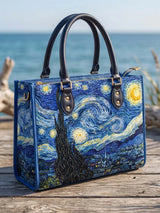 Starry Night Quilted Leather Strap Bible Handbag