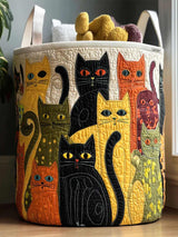 Cozy Cat Carnival Quilted Laundry Basket