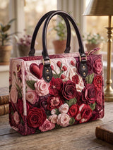 Heart And Rose Quilted Leather Strap Bible Handbag