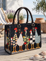 Funky Chicken Quilted Leather Strap Bible Handbag