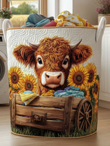 Highland Cow Quilted Laundry Basket