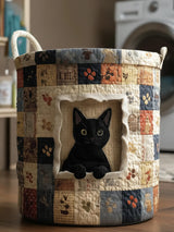 Window Cat Quilted Laundry Basket
