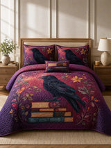 Raven Enchanted Library Quilted 3-Piece Bedding Set