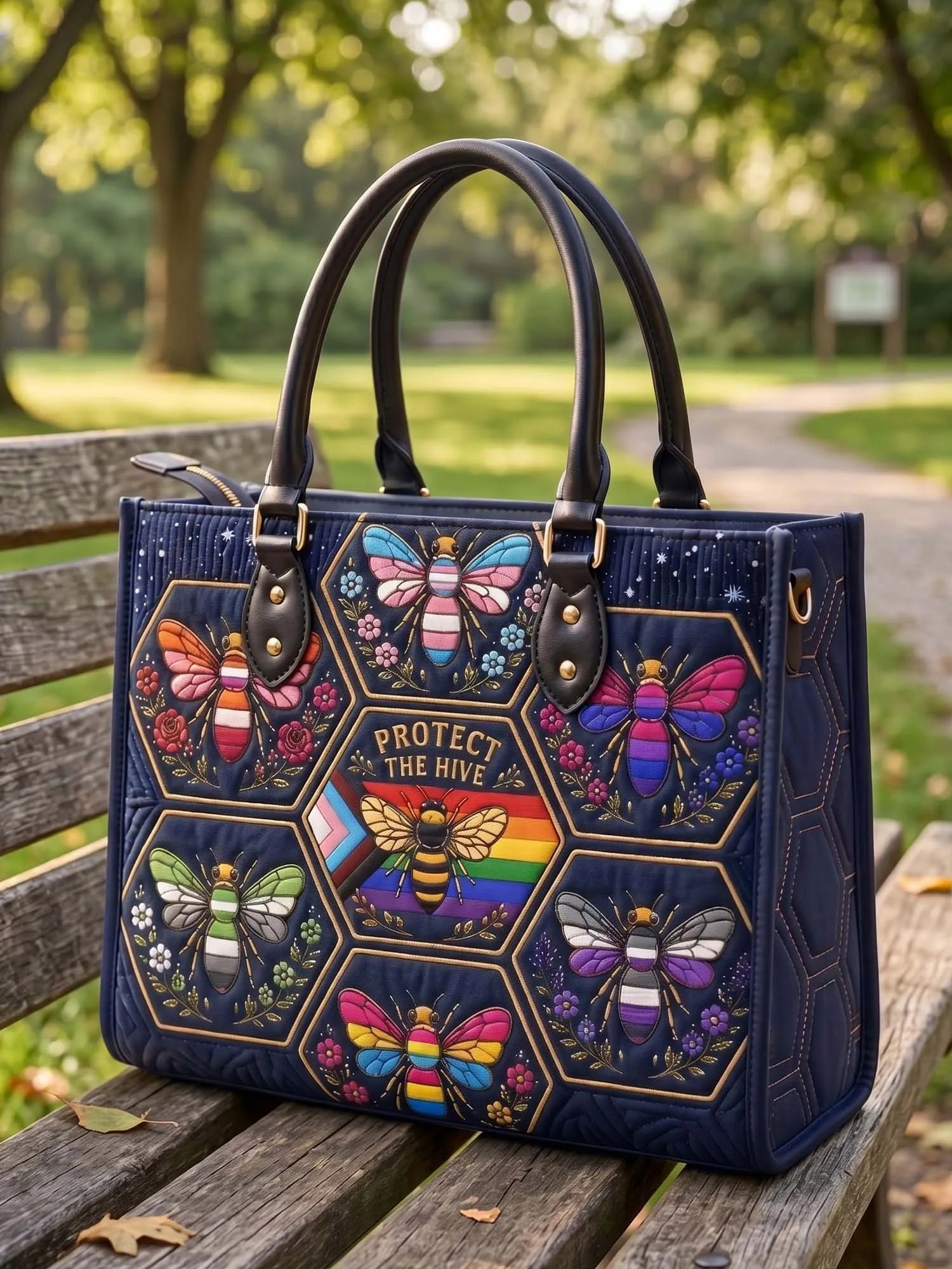 PROTECT THE HIVE Quilted Leather Strap Bible Handbag