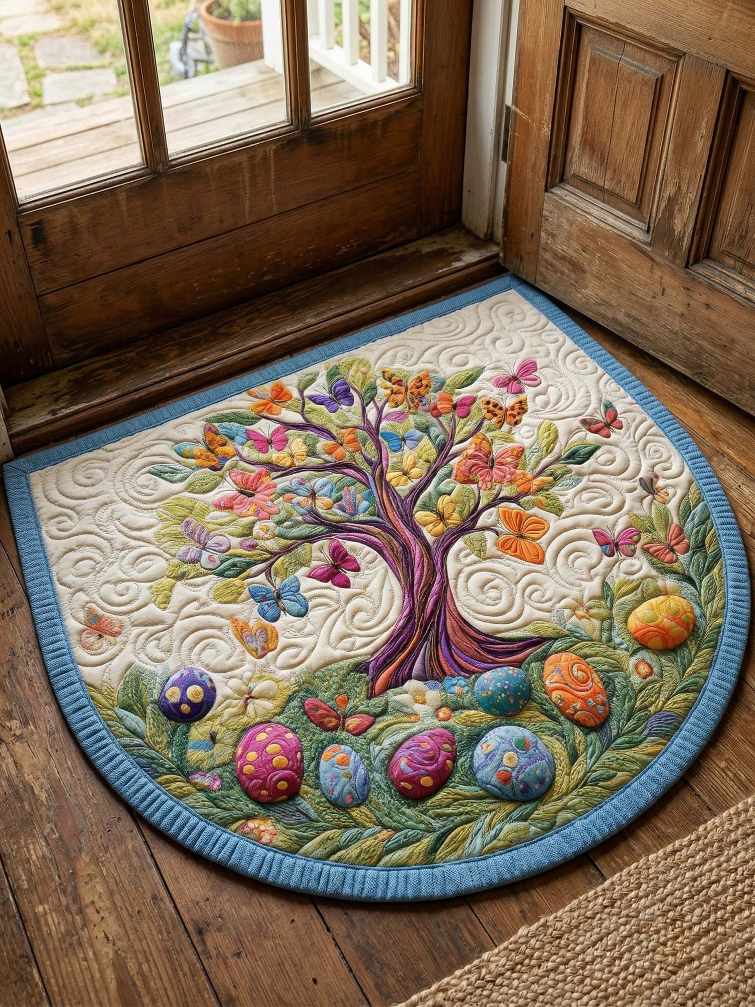 Easter Egg Tree Quilted Welcome Mat