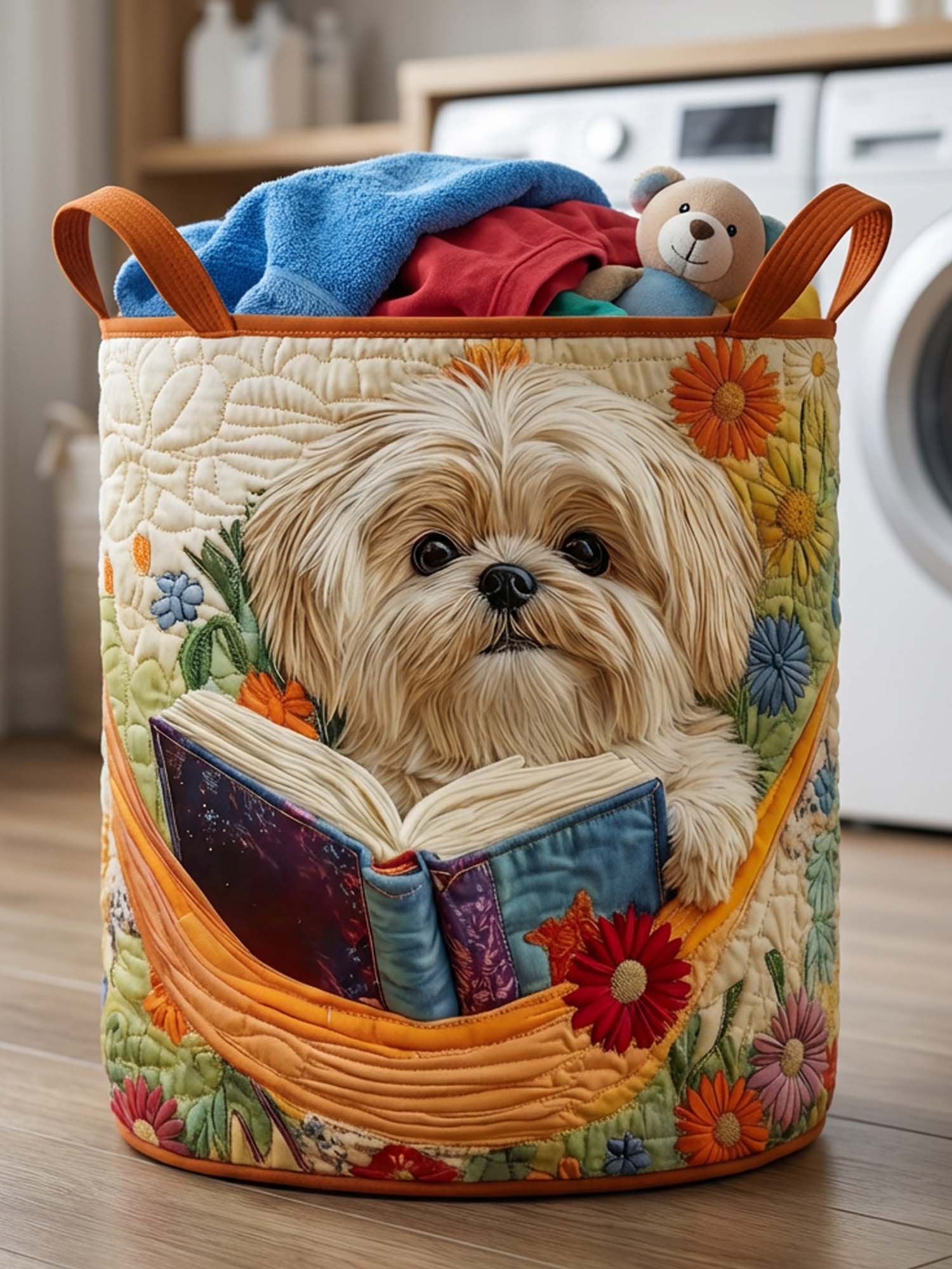 Book Shih Tzu Quilted Laundry Basket