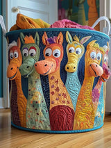Joyful Donkey Quilted Laundry Basket