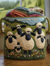 Sheep Heaven Quilted Laundry Basket