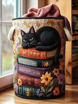 Sleeping Books Quilted Laundry Basket