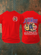 Men's RED WHITE & STRAIT  Print T-Shirt