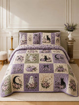 Pumpkin Cat Ghost Garden Quilted 3-Piece Bedding Set