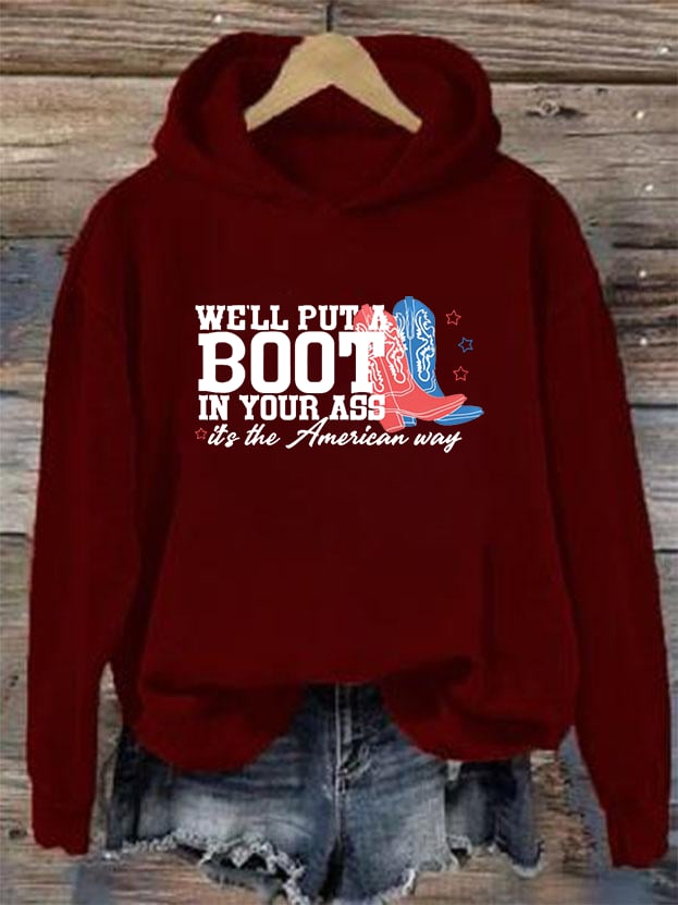 Women's  Courtesy of the Red, White and Blue Cowboy  Hoodie