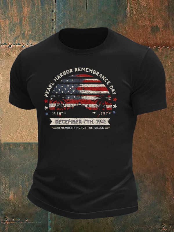 🔥Buy 3 Get 15% Off Men's  Pearl Harbor Memorial Day Hawaii USA Flag Day of Infamy   T-shirt