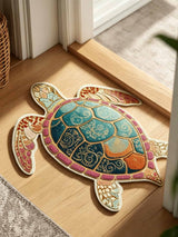 Pastel Mosaic Turtle Custom Shape Doormat