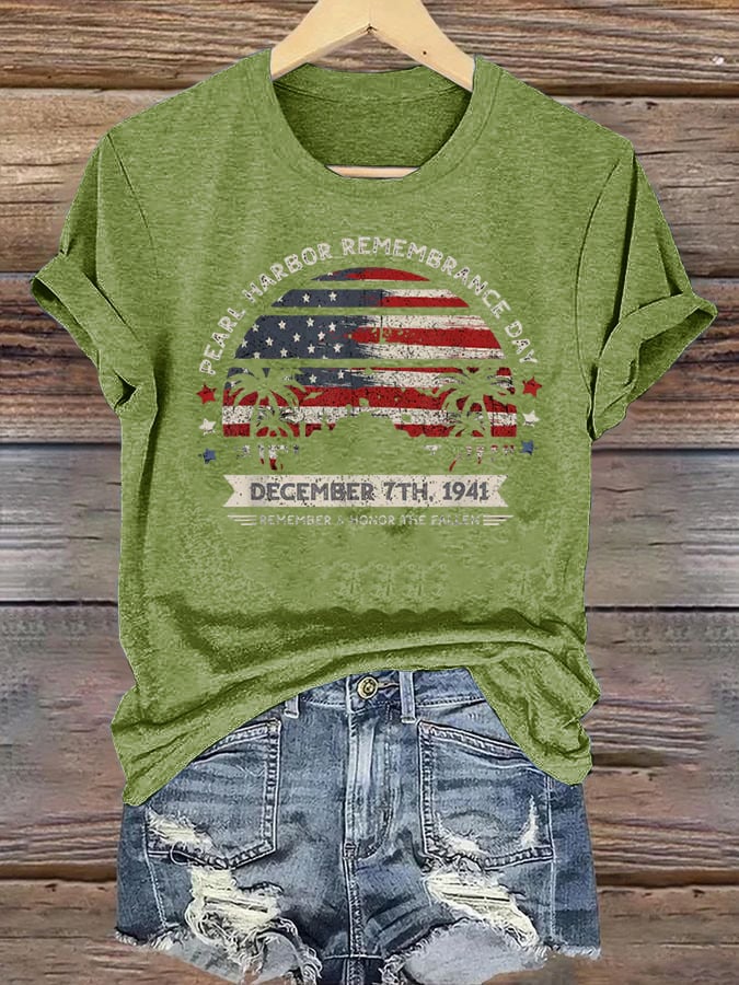 🔥Buy 3 Get 15% Off Women's  Pearl Harbor Memorial Day Hawaii USA Flag Day of Infamy   T-shirt