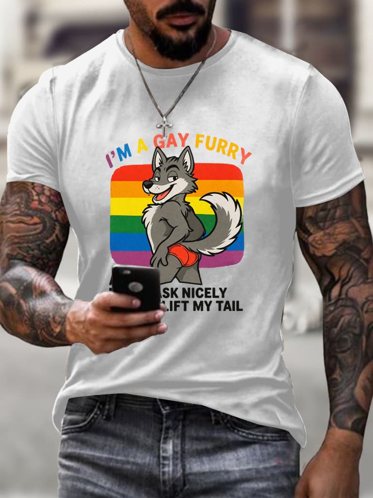 Men'S Gay-Themed Printed Short-Sleeved T-Shirt