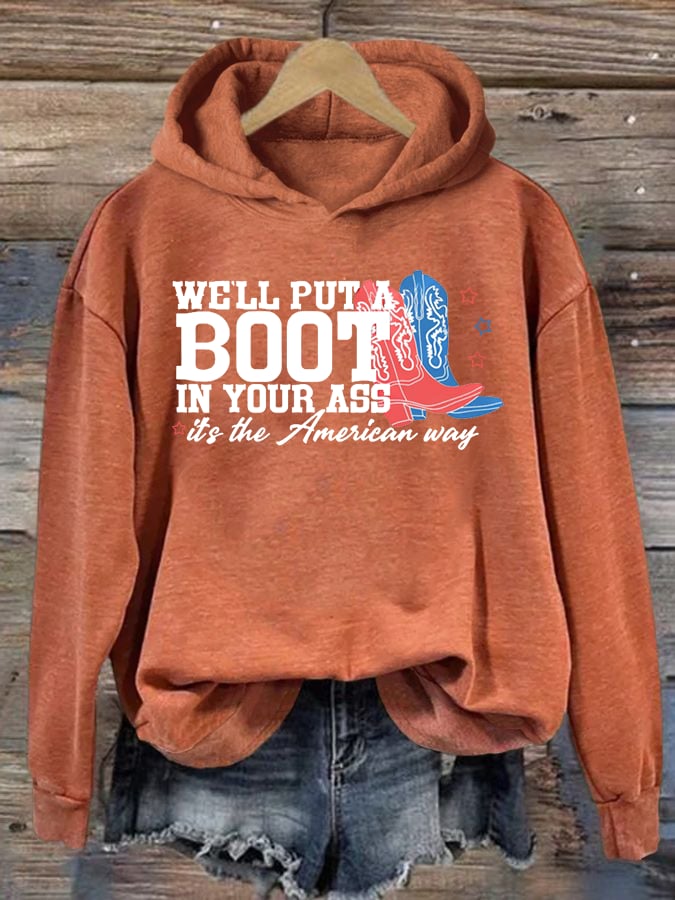 Women's  Courtesy of the Red, White and Blue Cowboy  Hoodie