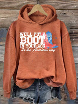 Women's  Courtesy of the Red, White and Blue Cowboy  Hoodie
