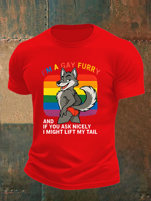 Men's I'm a gay furry Funny LGBTQ Pride Month Shirt