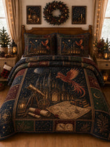 Phoenix Wizarding Castle Patchwork 3‐Piece Quilted Bedding Set