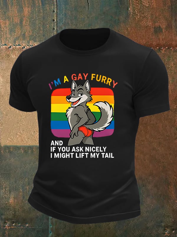 Men's I'm a gay furry Funny LGBTQ Pride Month Shirt