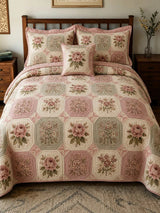 Cottage Pink Rose 3-Piece Quilted Bedding Set