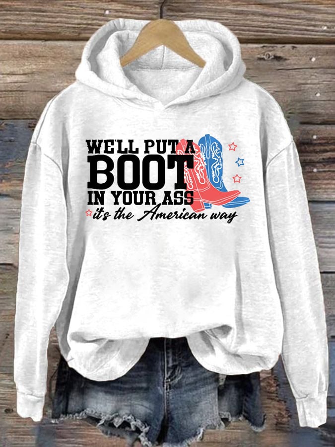 Women's  Courtesy of the Red, White and Blue Cowboy  Hoodie