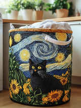 Clever Cat Quilted Laundry Basket