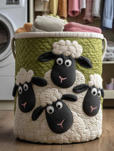 Woolly Sheeps Quilted Laundry Basket