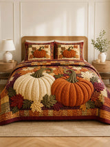 Pumpkin Harvest Quilted 3-Piece Bedding Set